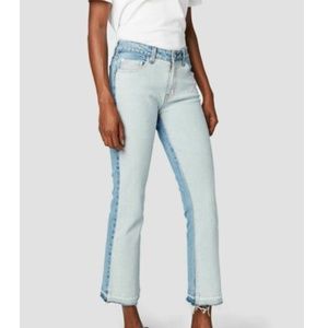 Gia Mid-Rise Cropped Flare Two-Tone Jeans